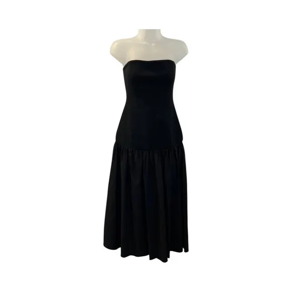 sachin and babi light blue dress Vince Strapless Compact Drop Waist Dress In Black - 76% Off